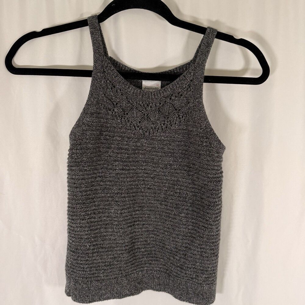 Abercrombie Kids Tank Top Women's 9 10 Grey Knit Sleeveless 100% Cotton